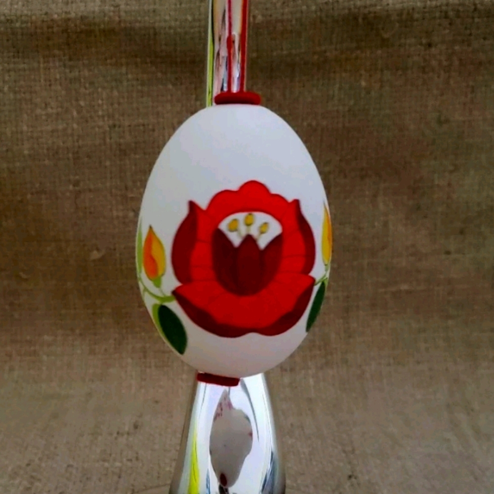 Hungarian Folk Art Hand Painted Kalocsai Easter Eg